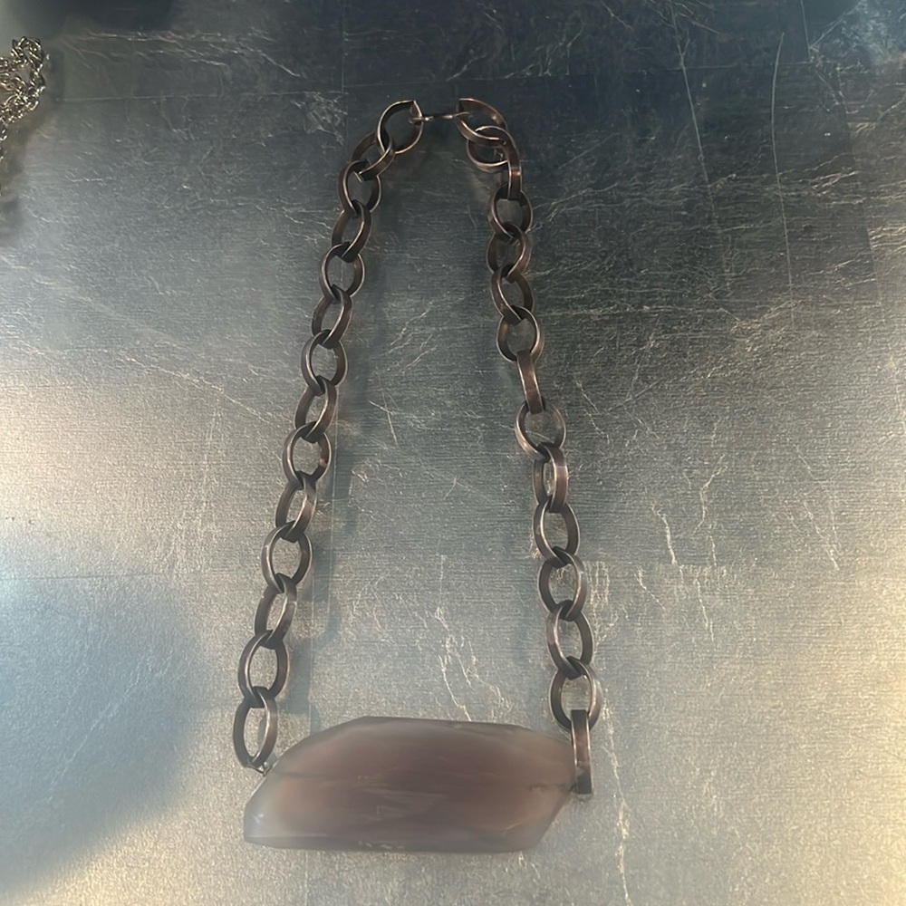 Gunmetal large links with a blue gray stone GUC